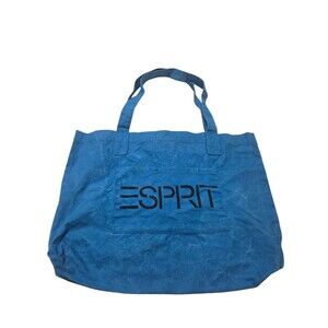 Vintage 90’s ESPRIT Blue Black Logo Tote Carryall Shopper Bag Large Made In USA
